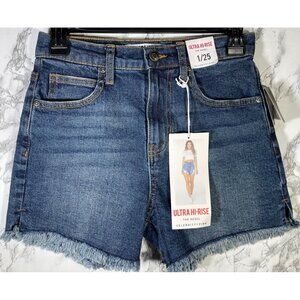 Celebrity Pink Ultra Hi-Rise The Rebel Denim Shorts For Women Size 1 Dark Wash